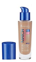 Grima pamats Rimmel London Macth &amp; Perfection, 30 ml, Nr.400 Natural Beige cena un informācija | Grima bāzes, tonālie krēmi, pūderi | 220.lv