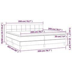 atsperu gulta ar matraci, LED, tumši pelēks samts, 200x200 cm cena un informācija | Gultas | 220.lv