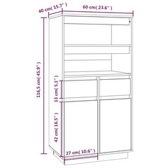 Kumode, 60x40x116,5cm, priedes masīvkoks cena un informācija | Kumodes | 220.lv