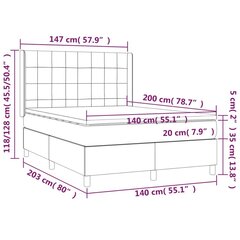 atsperu gulta ar matraci, LED, melns samts, 140x200 cm cena un informācija | Gultas | 220.lv