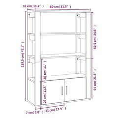 Sānu skapis, 80x30x119,5cm, balts цена и информация | Шкафчики в гостиную | 220.lv