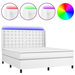 Atsperu gulta ar matraci un LED gaismām , 180x200 cm, balts цена и информация | Кровати | 220.lv