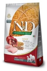 FARMINA N&D ANCESTRAL GRAIN DOG LIGHT - CHICKEN. ВЕРБИНА И ГРАНАТ ДЛЯ ВЗРОСЛЫХ СРЕДНИЙ И МАКСИ 12кг цена и информация | Сухой корм для собак | 220.lv