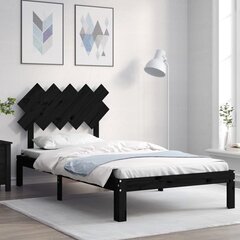gultas rāmis ar galvgali, 100x200 cm, masīvkoks, melns цена и информация | Кровати | 220.lv