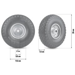 Тележное колесо, 3.00-4.,  черный и серебристый цена и информация | Тележки | 220.lv