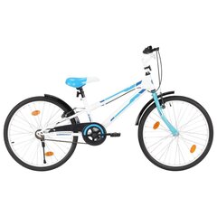 bērnu velosipēds, 24 collas, zils ar baltu цена и информация | Велосипеды | 220.lv