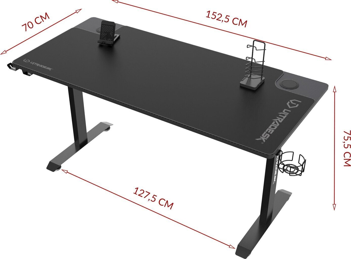 Spēļu galds Ultradesk Momentum, melns cena un informācija | Datorgaldi, rakstāmgaldi, biroja galdi | 220.lv