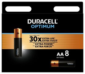 Duracell Optimum sārma akumulators 8 ks цена и информация | Батарейки | 220.lv