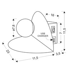 Candellux sienas lampa Zenit ar USB cena un informācija | Sienas lampas | 220.lv