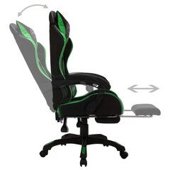 datorspēļu krēsls ar LED gaismām, zaļš un melns, mākslīgā āda цена и информация | Офисные кресла | 220.lv