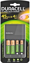 Зарядное устройство + аккумуляторы DURACELL CEF14 2 x AA + 2 x AAA HR06/HR03 1300 mAh цена и информация | Зарядные устройства для элементов питания | 220.lv