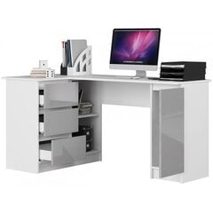 Письменный стол NORE B20, левый вариант, белый/светло-серый цена и информация | Компьютерные, письменные столы | 220.lv