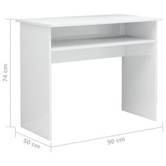 rakstāmgalds, spīdīgi balts, 90x50x74 cm, skaidu plāksne cena un informācija | Datorgaldi, rakstāmgaldi, biroja galdi | 220.lv