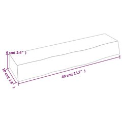 sienas plaukts, 40x10x6 cm, neapstrādāts ozola masīvkoks цена и информация | Полки | 220.lv