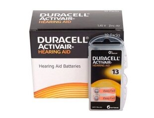 Элементы Duracell для слуховых аппаратов ActivAir PR48 13, 60 шт. цена и информация | Батарейки | 220.lv