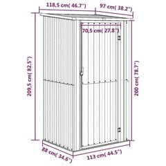 Dārza nojume, pelēka, 118,5x97x209,5cm, cinkots tērauds cena un informācija | Dārza mājiņas, šķūņi, malkas nojumes | 220.lv