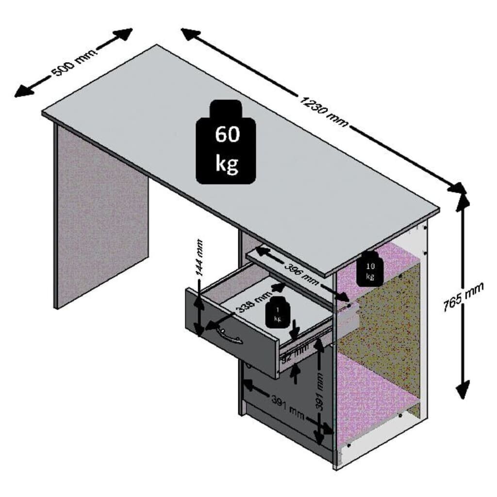 Rakstāmgalds ar 1 atvilktni FMD, 123x50x76,5 cm, brūns цена и информация | Datorgaldi, rakstāmgaldi, biroja galdi | 220.lv