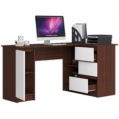 Письменный стол NORE B20, правый вариант, темно-коричневый/белый цена и информация | Компьютерные, письменные столы | 220.lv