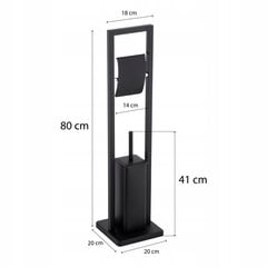 Tīrīšanas birstītes un tualetes papīra turētāja statīvs 2in1, melnā krāsā цена и информация | Аксессуары для ванной комнаты | 220.lv