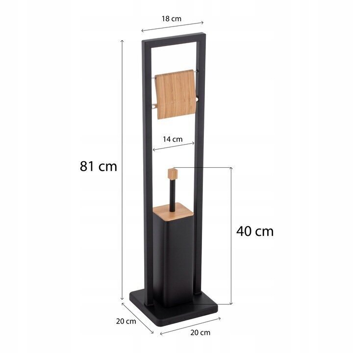 Tīrīšanas birstītes un tualetes papīra turētāja statīvs 2in1, melnā krāsā цена и информация | Vannas istabas aksesuāri | 220.lv