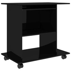 datorgalds, spīdīgi melns, 80x50x75 cm, kokskaidu plātne cena un informācija | Datorgaldi, rakstāmgaldi, biroja galdi | 220.lv