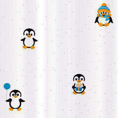 Tatkraft FUNNY PENGUINS Штора для ванной, текстиль, 180х180 сm, 12 колец в комплекте, водоотталкивающий материал цена и информация | Аксессуары для ванной комнаты | 220.lv