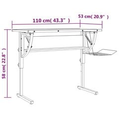 rokdarbu galds, 110x53x(58-87) cm, inženierijas koks, melns цена и информация | Компьютерные, письменные столы | 220.lv