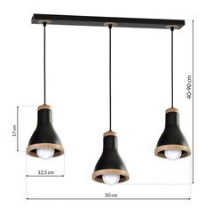 Milagro подвесной светильник Holly Black/Wood 3 цена и информация | Люстры | 220.lv
