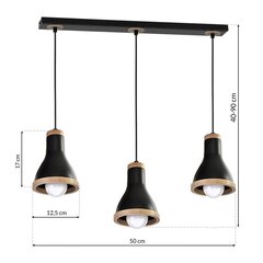 Milagro piekarināmā lampa Holly Black/Wood 3 cena un informācija | Lustras | 220.lv