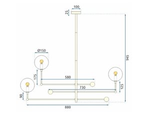 Piekaramā lampa Zelta stikla lodītes 3 gab APP918-3CP цена и информация | Люстры | 220.lv