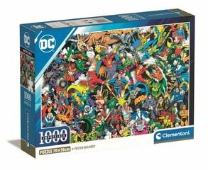 CLEMENTONI puzzle 1000 Compact DC Com.JusticeLeague 39863 cena un informācija | Puzles, 3D puzles | 220.lv