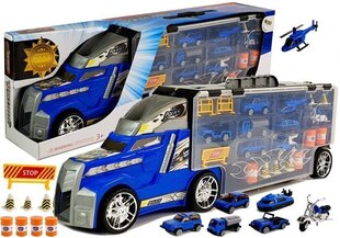 Rotaļu kravas automašīnu komplekts Lean Toys, zils, 55x12x17 cm, 16 d. cena un informācija | Rotaļlietas zēniem | 220.lv