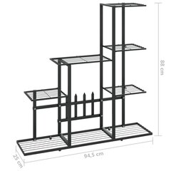 5 līmeņu puķu statīvs, 94,5x25x88 cm, melns metāls цена и информация | Садовые инструменты | 220.lv