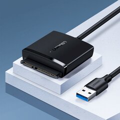 Кабель-переходник, Ugreen CR1081, SATA 2.5'' / 3.5'' USB 3.0 HDD и SSD до 12 ТБ, черный цена и информация | Кабели и провода | 220.lv