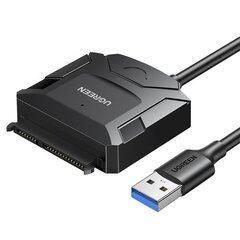 Кабель-переходник, Ugreen CR1081, SATA 2.5 / 3.5, USB 3.0, HDD и SSD до 4 ТБ, черный цена и информация | Кабели и провода | 220.lv