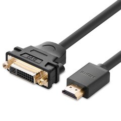 Adaptera kabelis, Ugreen, DVI iekšējais - HDMI ārējais 22 cm, melns cena un informācija | Kabeļi un vadi | 220.lv