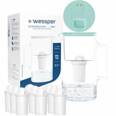 Стеклянный фильтр-кувшин Wessper FutureFlow Aquaclassic + 10-кратный картридж для фильтра цена и информация | Фильтры для воды | 220.lv