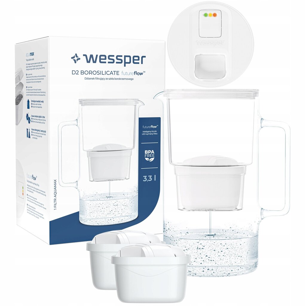 Wessper Aquamax 3,3 l ūdens filtrs - LED skaitītājs + 3x ūdens filtrs cena un informācija | Ūdens filtri | 220.lv