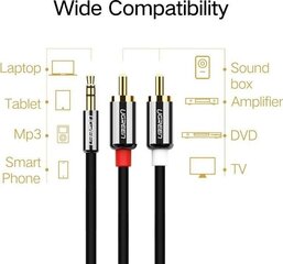 Kabelis Ugreen Jack 3.5mm - RCA (Cinch) x2, 1m UGR164 cena un informācija | Kabeļi un vadi | 220.lv