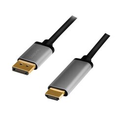 Адаптер Displayport to HDMI 4K/60Hz, alu, 2 м цена и информация | Кабели и провода | 220.lv