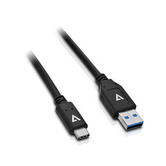 Кабель USB A — USB C V7 V7U2C-1M-BLK-1E      Чёрный 1 m цена и информация | Кабели и провода | 220.lv