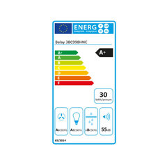 Традиционная вытяжка Balay 3BC998HNC 90 cm 843 m³/h 165W Сталь A+ цена и информация | Вытяжки на кухню | 220.lv