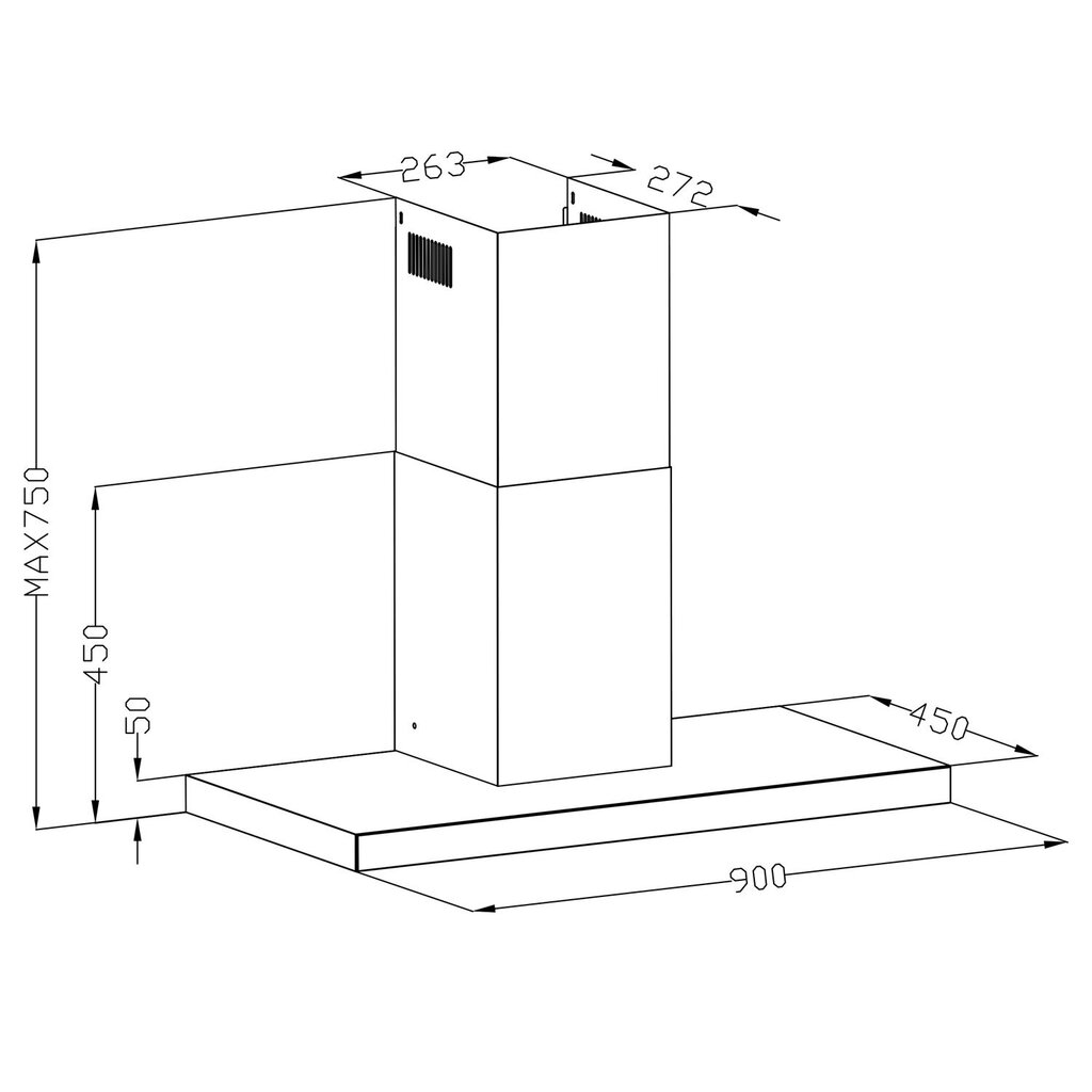 Virtuves nosūcējs, 90 cm., Inox Berdsen цена и информация | Tvaika nosūcēji | 220.lv