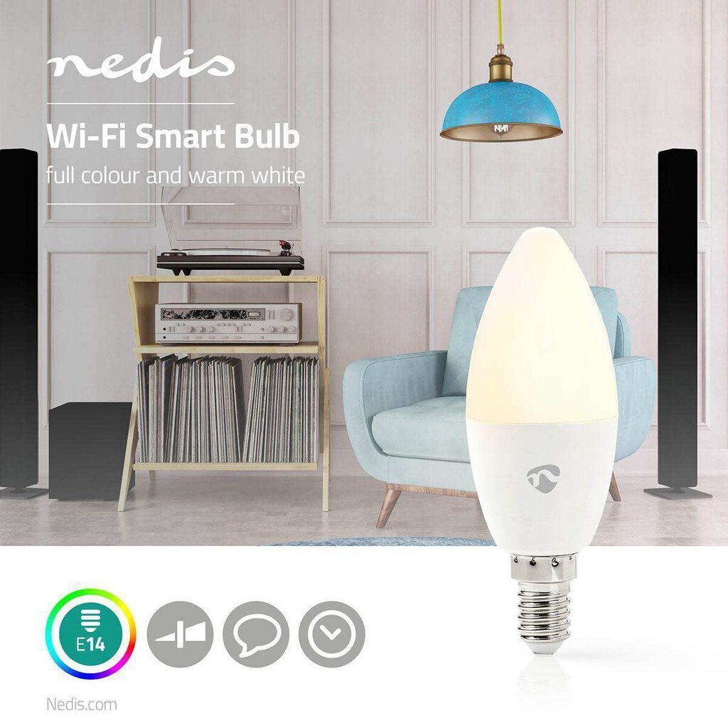 Nedis Wi-Fi Smart LED Spuldze E14 4.5W 350lm Pilna Krāsu RGBW - Gudrais Gaismes Risinājums ar Tālvadību, 13x6.5x6.5 cm цена и информация | Lielās sadzīves tehnikas piederumi | 220.lv