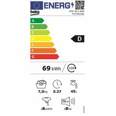 Стиральная машина BEKO WTE 7611 BWR 1200 rpm 7 kg цена и информация | Стиральные машины | 220.lv