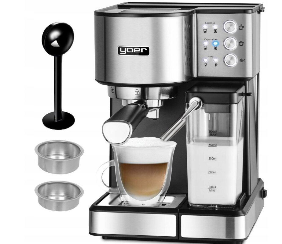 Automātiskais espresso automāts "Yoer Lattimo 1350 W" sudraba/pelēks cena un informācija | Kafijas automāti | 220.lv