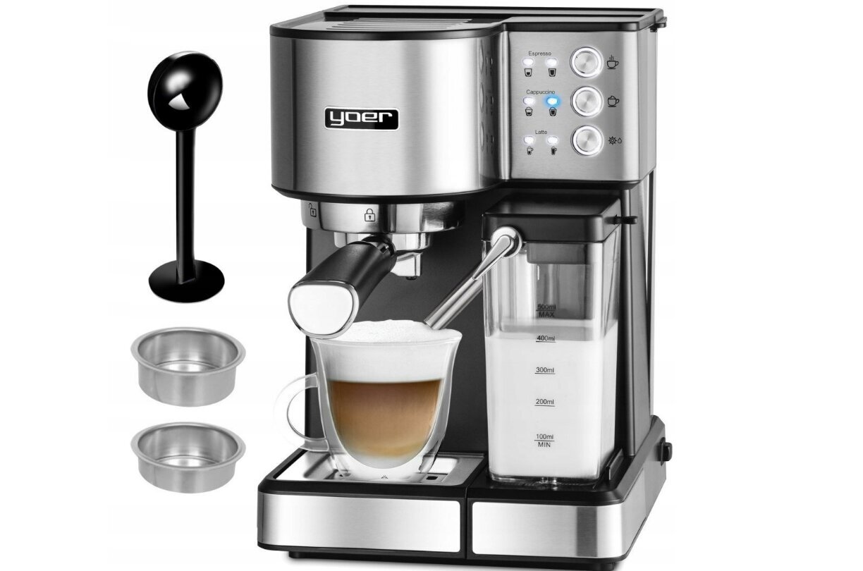 Automātiskais espresso automāts Yoer Lattimo 1350 W sudraba/pelēks cena un informācija | Kafijas automāti | 220.lv