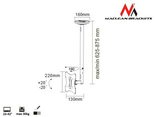 Кронштейн для телевизора Maclean MC-504A B цена и информация | Кронштейны и крепления для телевизоров | 220.lv