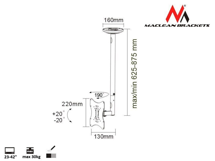 Maclean MC-504A B 23-42” цена и информация | TV kronšteini | 220.lv