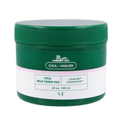 VT Cosmetics Cica Mild Toner PAD 60 vienības 130 ml - tonerī samērcēti spilventiņi cena un informācija | Serumi sejai, eļļas | 220.lv